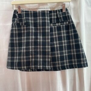 Chic Plaid A-Line Mini Skort Pockets Versatile Style‎ Medium Schoolgirl Preppy